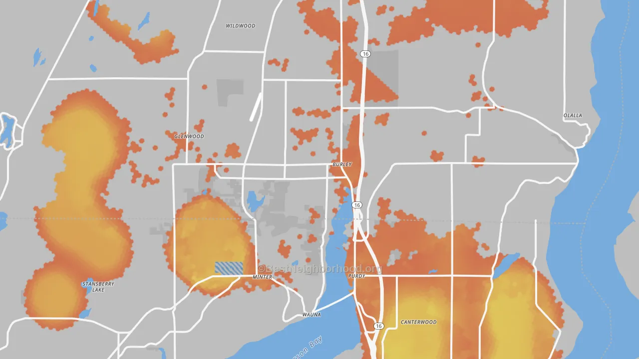 Bike Grade map of Burley, WA