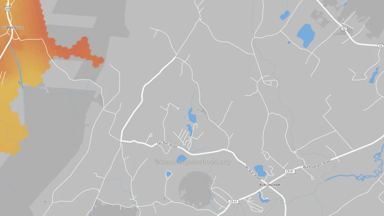 Bike Grade map of Burlingham, NY