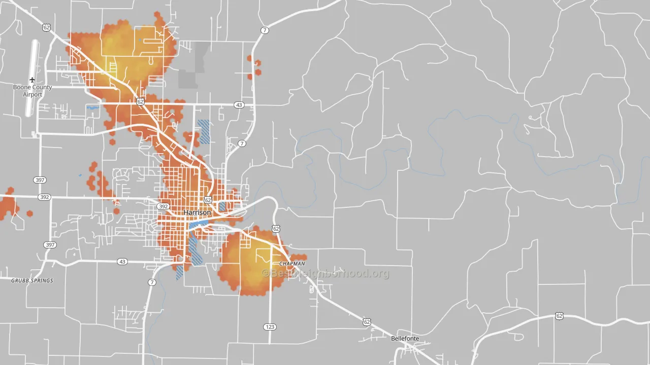 Bike Grade map of Burlington, AR