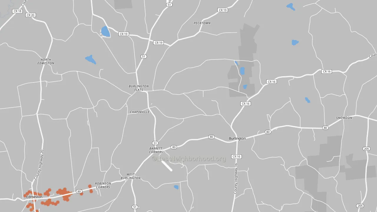 Bike Grade map of Burlington Flats, NY