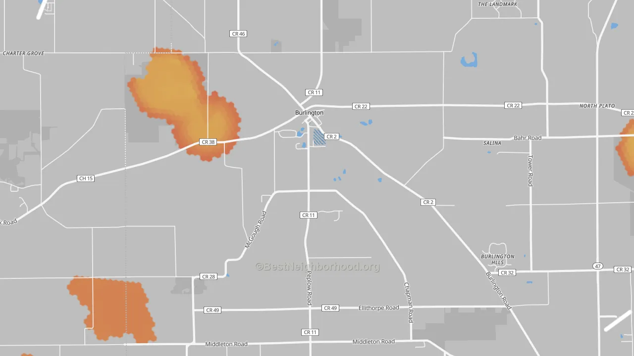 Bike Grade map of Burlington, IL