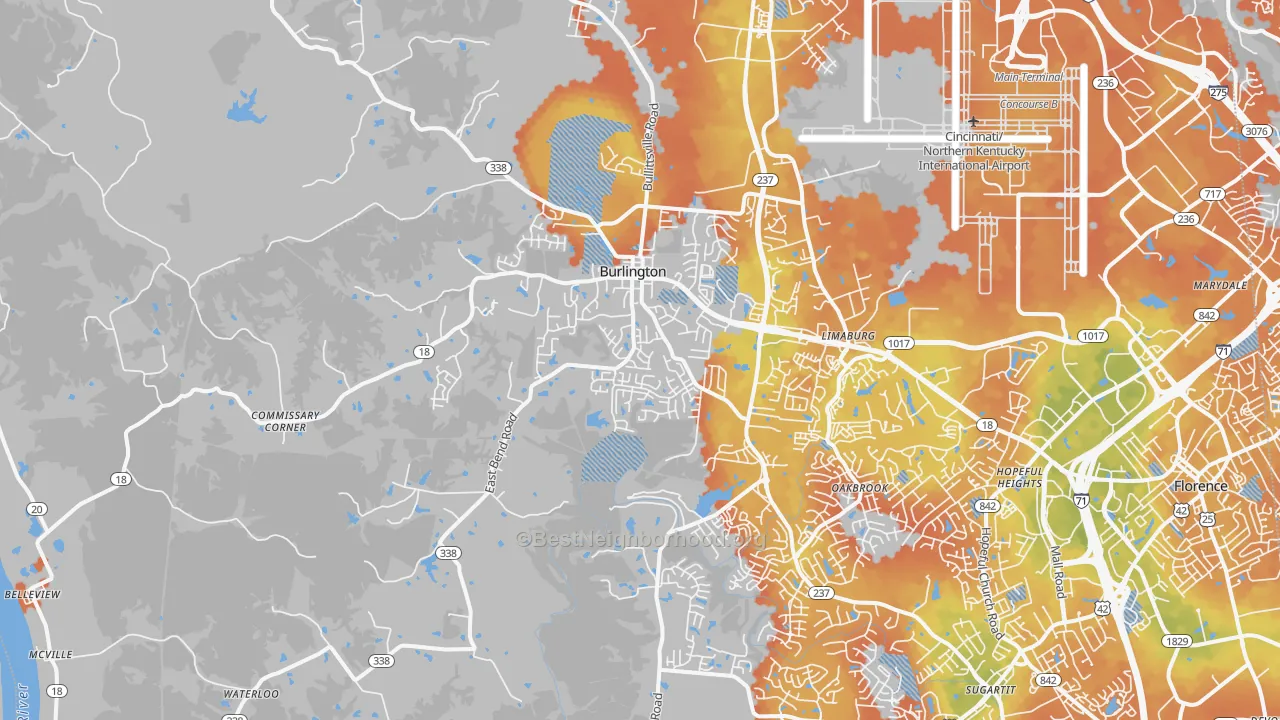 Bike Grade map of Burlington, KY