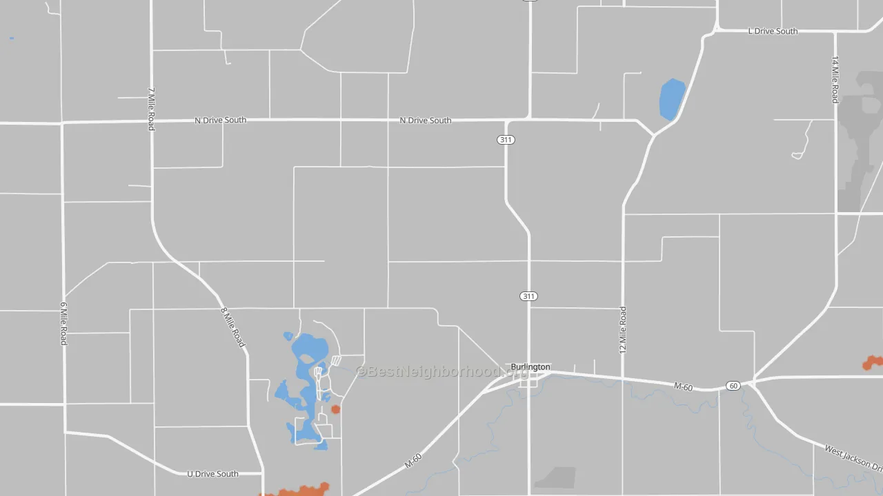 Bike Grade map of Burlington, MI