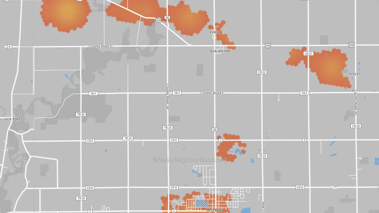Bike Grade map of Burlington, OH