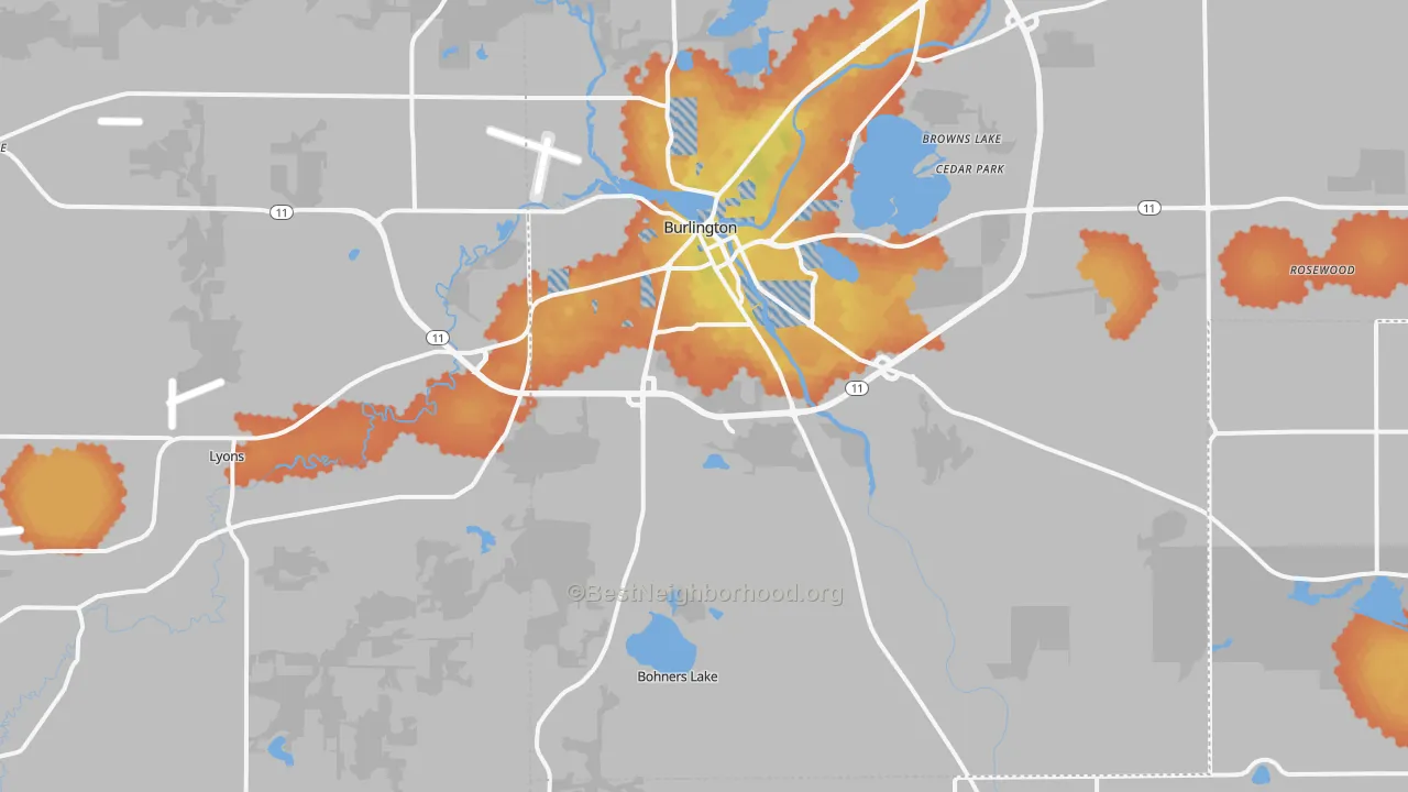 Bike Grade map of Burlington, WI