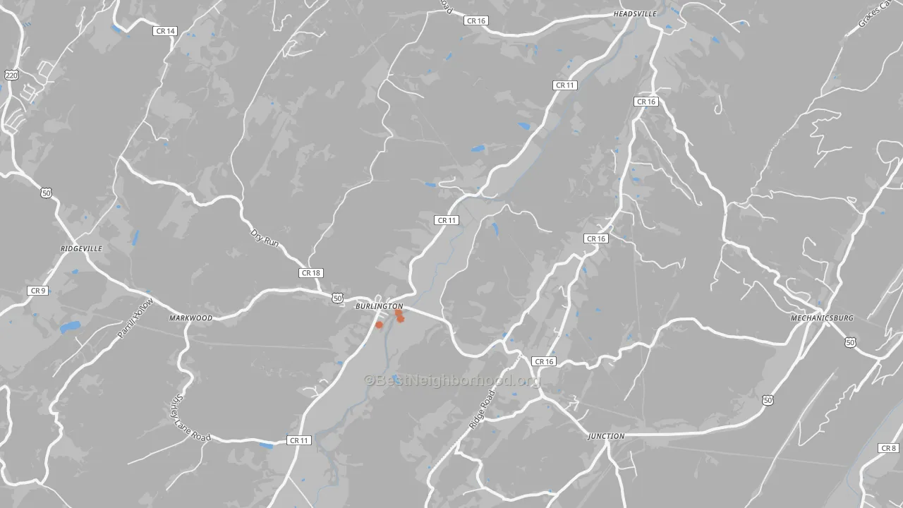 Bike Grade map of Burlington, WV