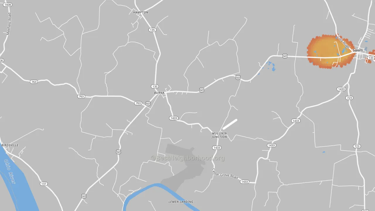 Bike Grade map of Burna, KY