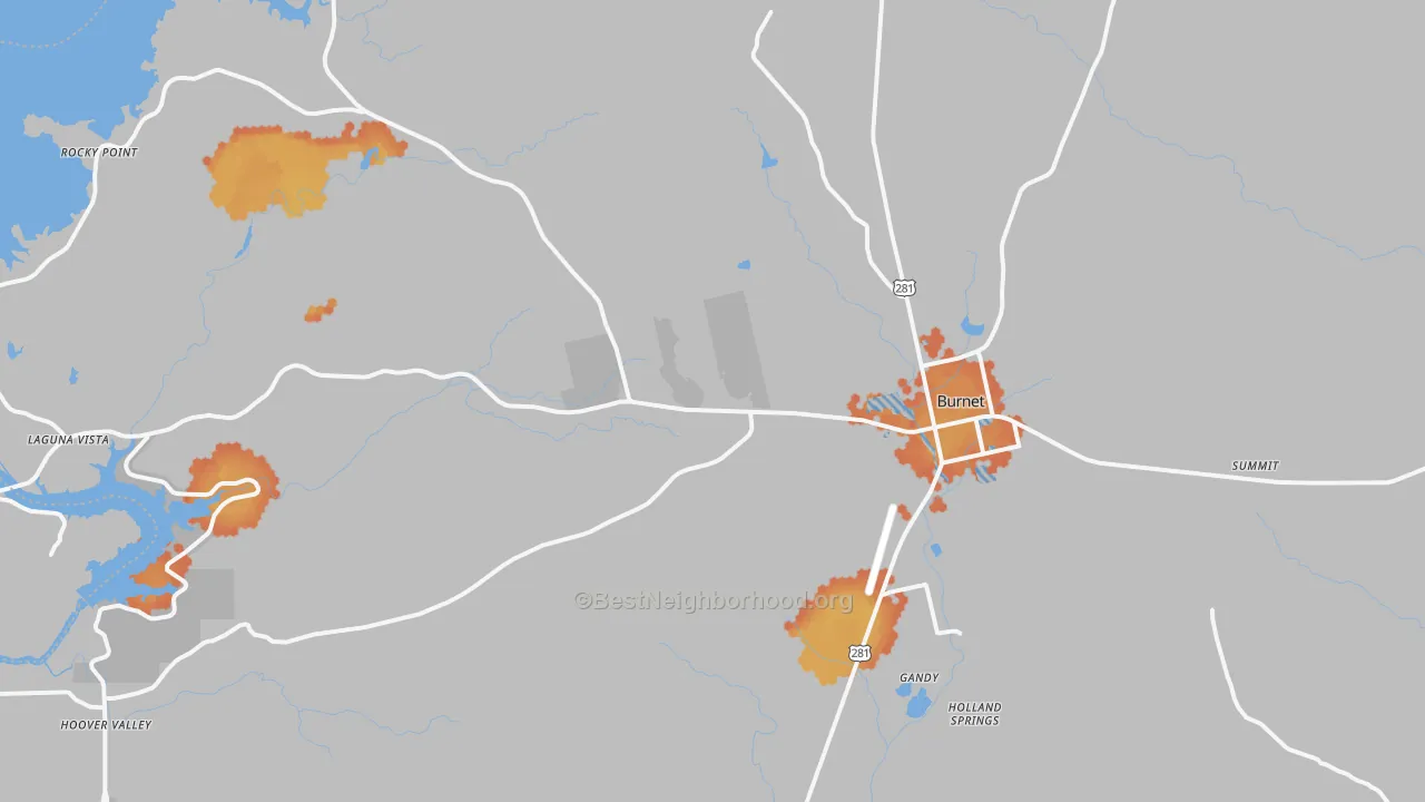 Bike Grade map of Burnet, TX