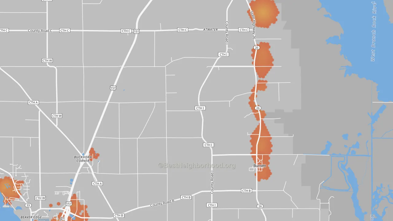 Bike Grade map of Burnett, WI