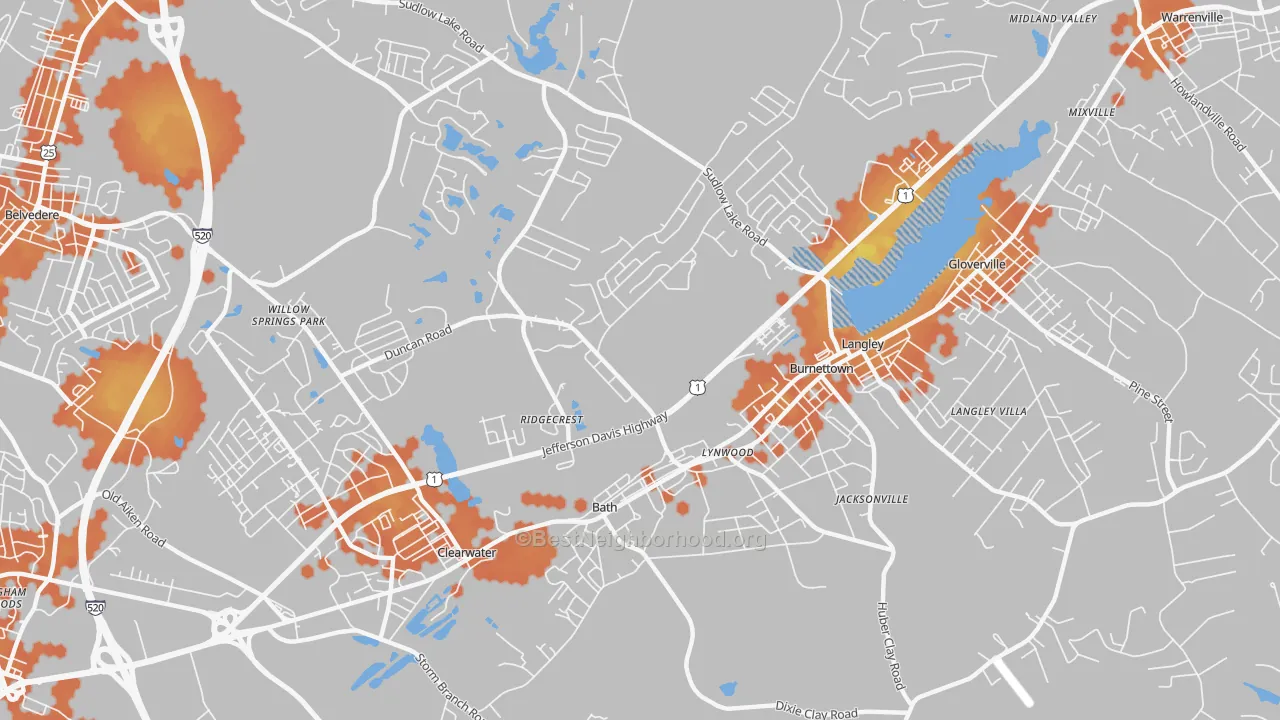 Bike Grade map of Burnettown, SC