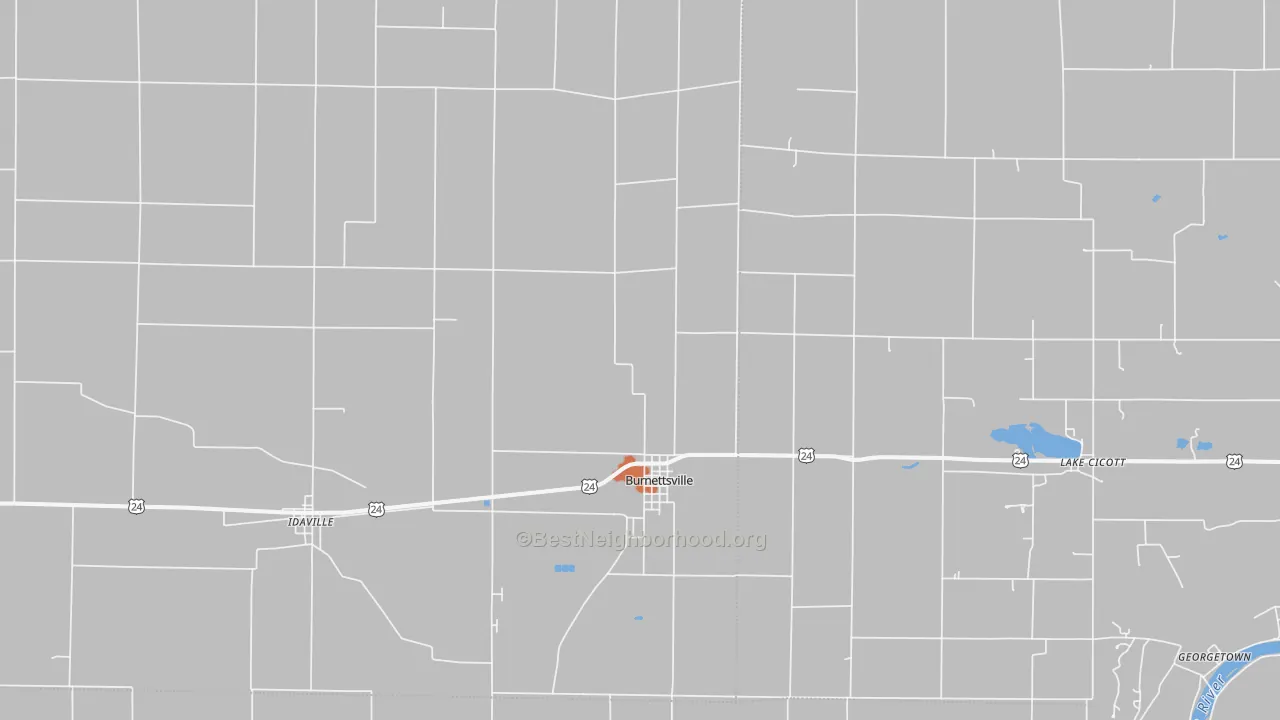 Bike Grade map of Burnettsville, IN