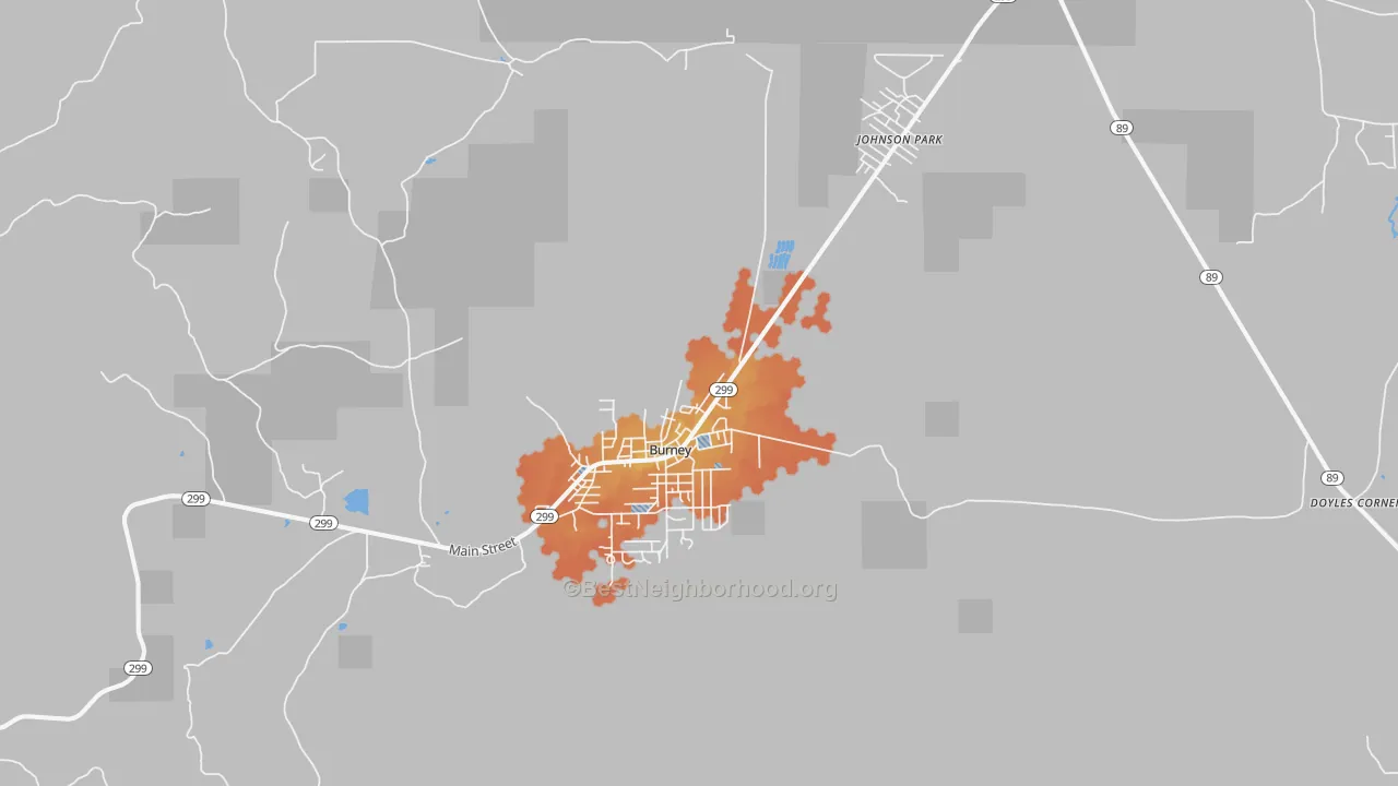 Bike Grade map of Burney, CA
