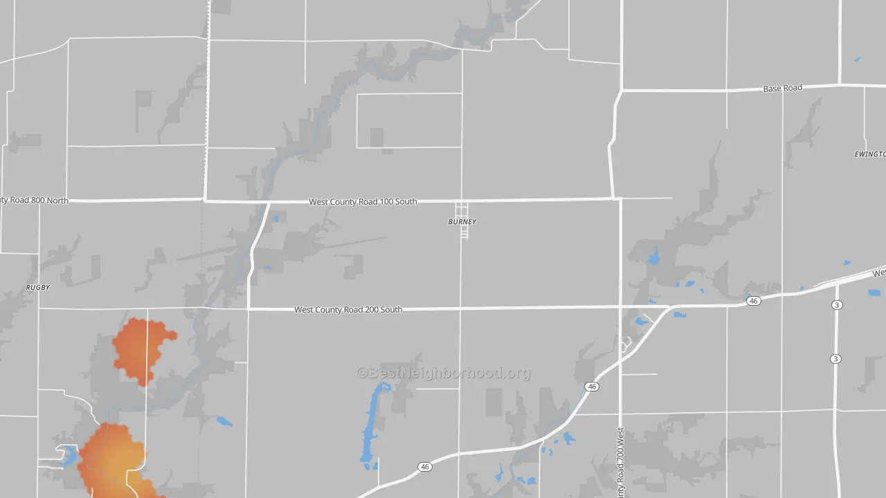 Bike Grade map of Burney, IN