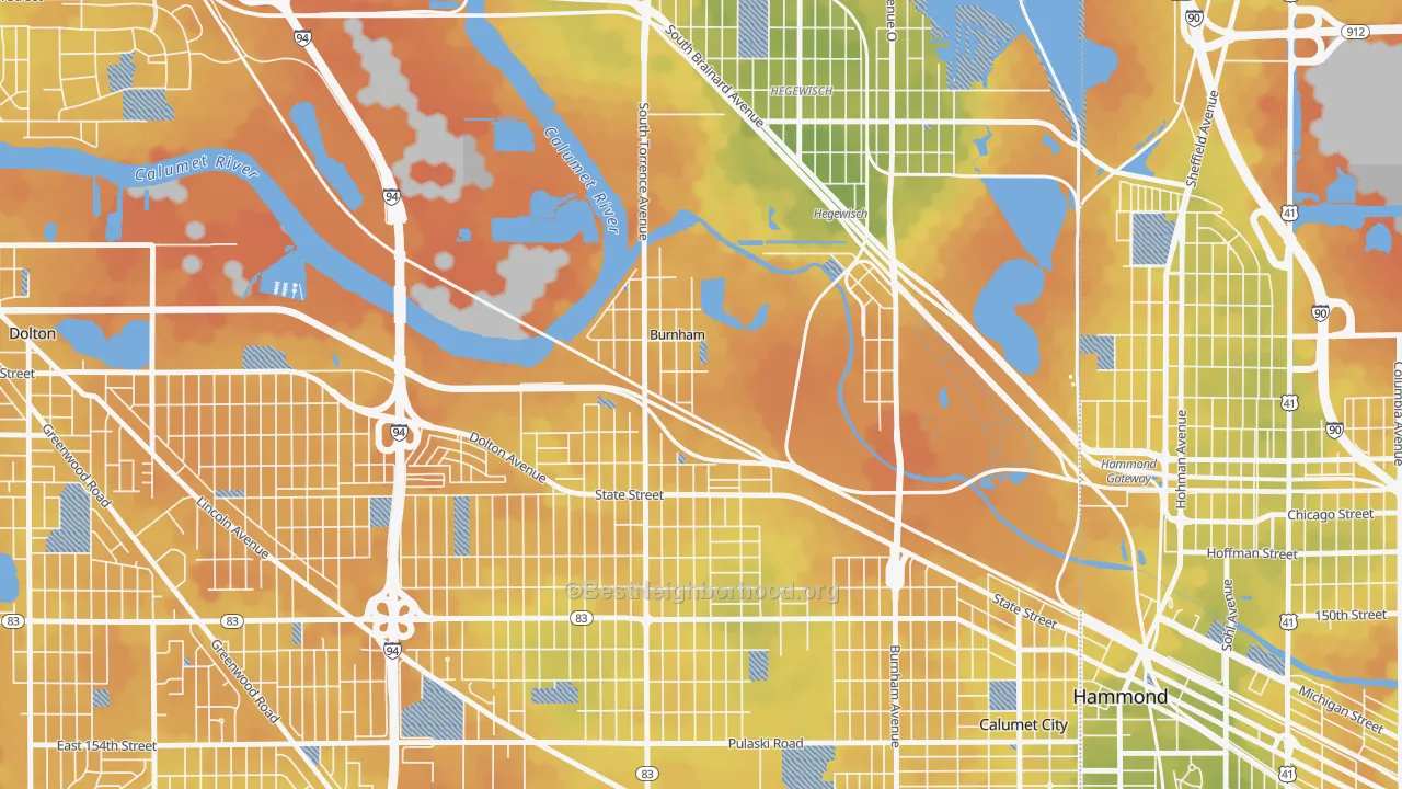 Bike Grade map of Burnham, IL