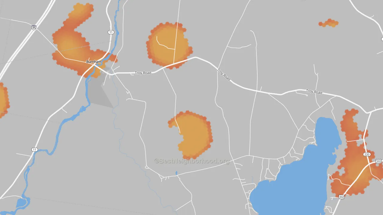 Bike Grade map of Burnham, ME