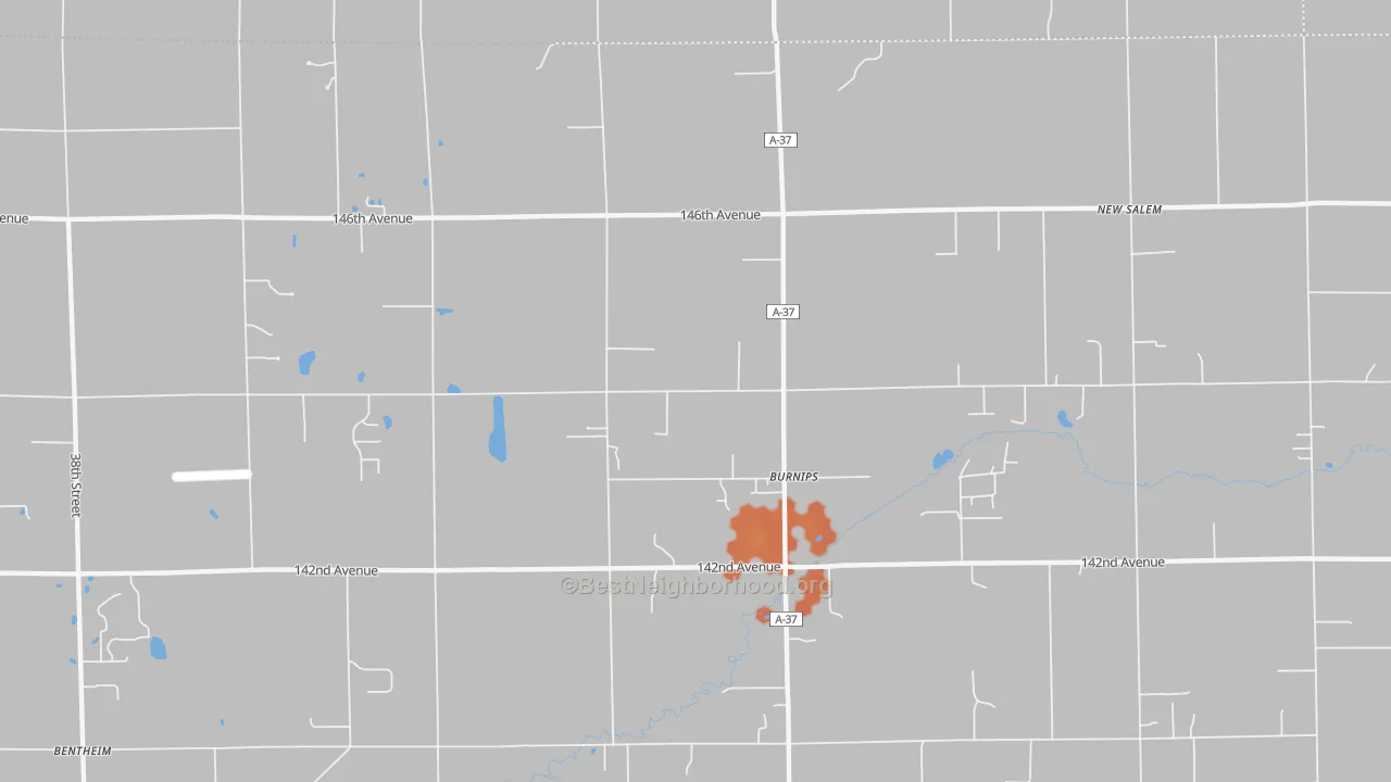 Bike Grade map of Burnips, MI