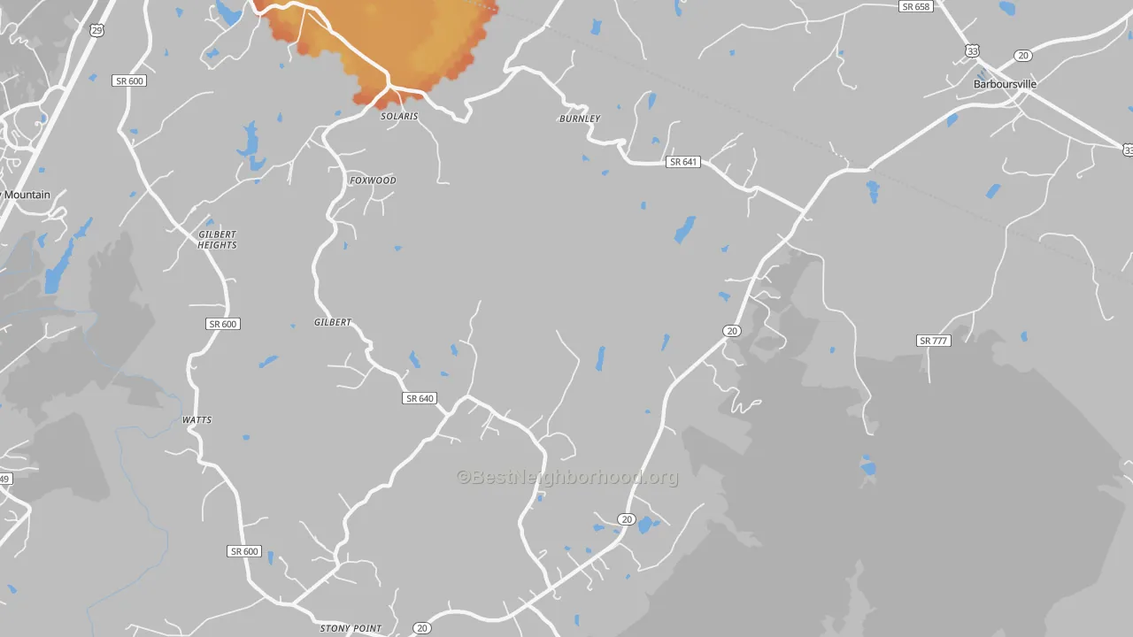 Bike Grade map of Burnley, VA