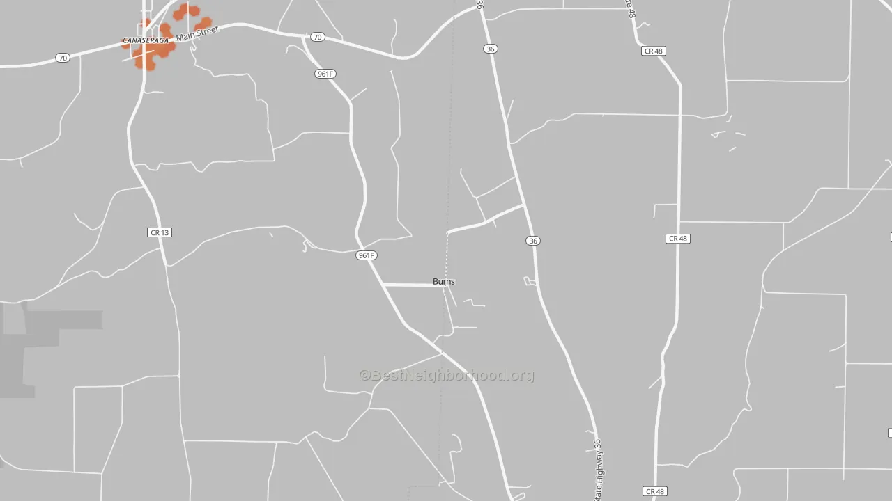 Bike Grade map of Burns, NY