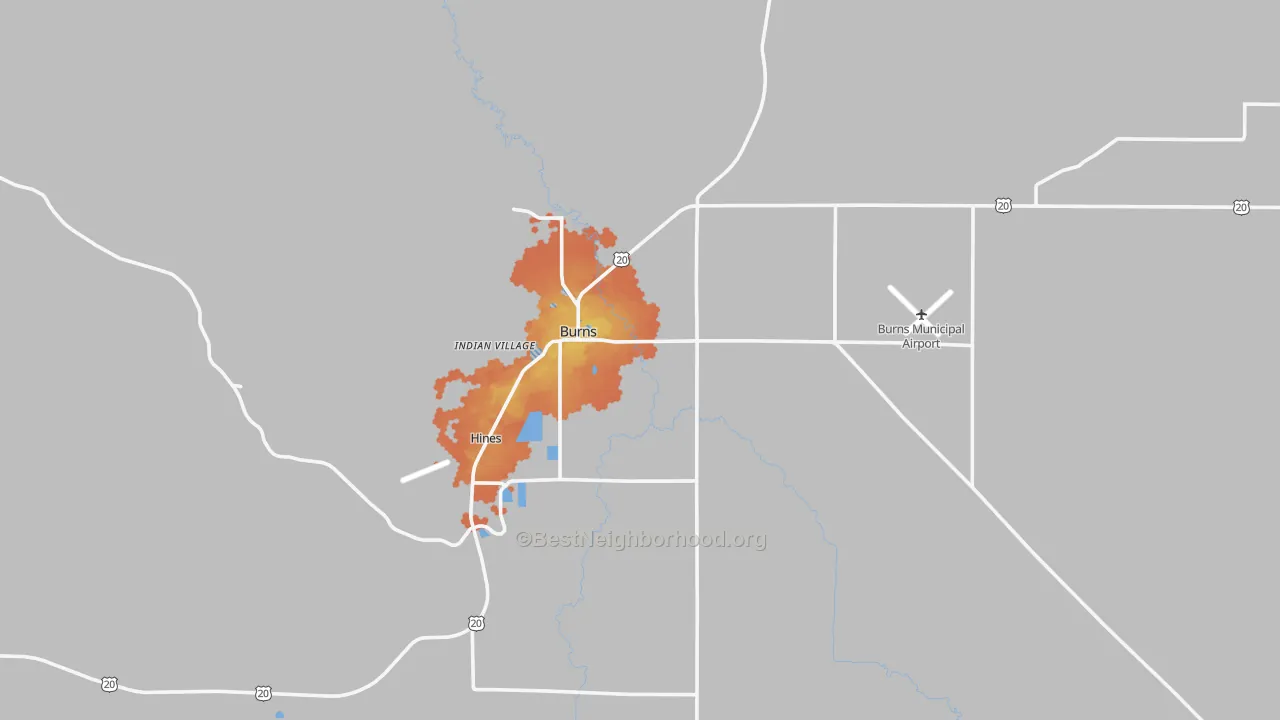 Bike Grade map of Burns, OR