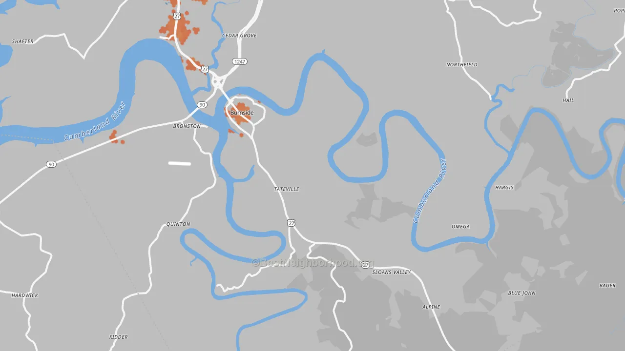 Bike Grade map of Burnside, KY