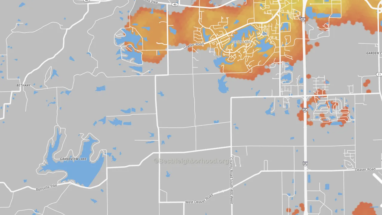 Bike Grade map of Burnsville, IN