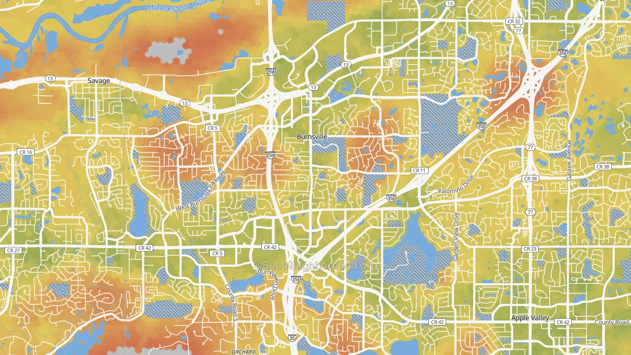 Bike Grade map of Burnsville, MN