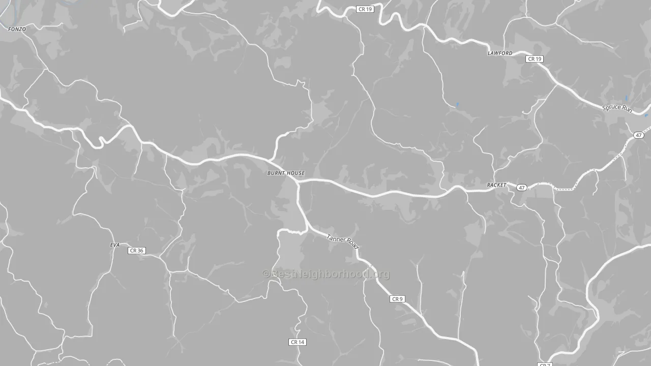 Bike Grade map of Burnt House, WV