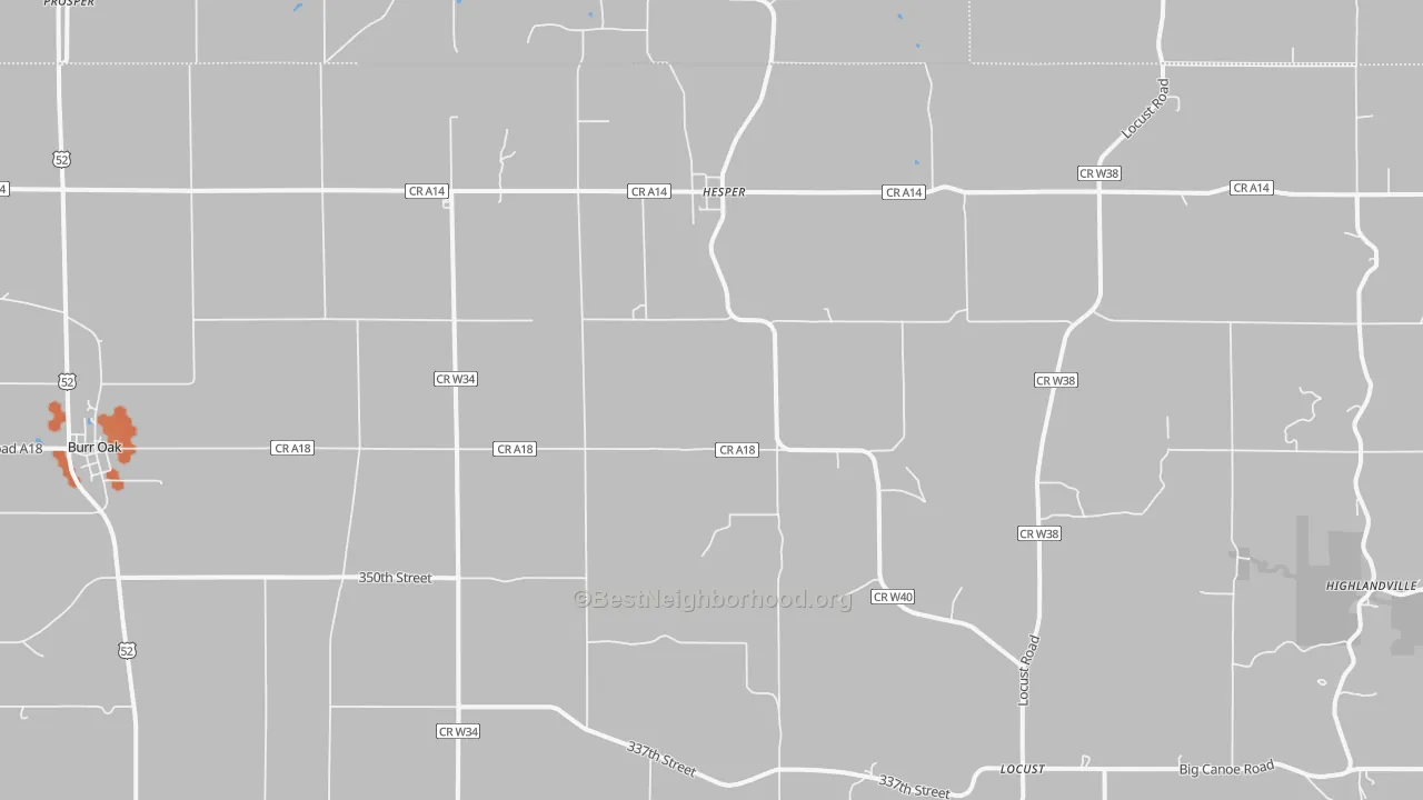 Bike Grade map of Burr Oak, IA