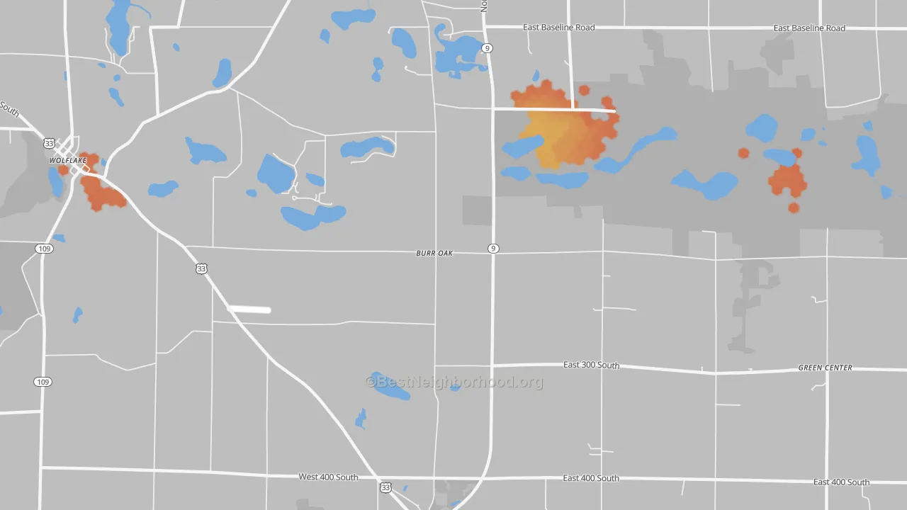 Bike Grade map of Burr Oak, IN