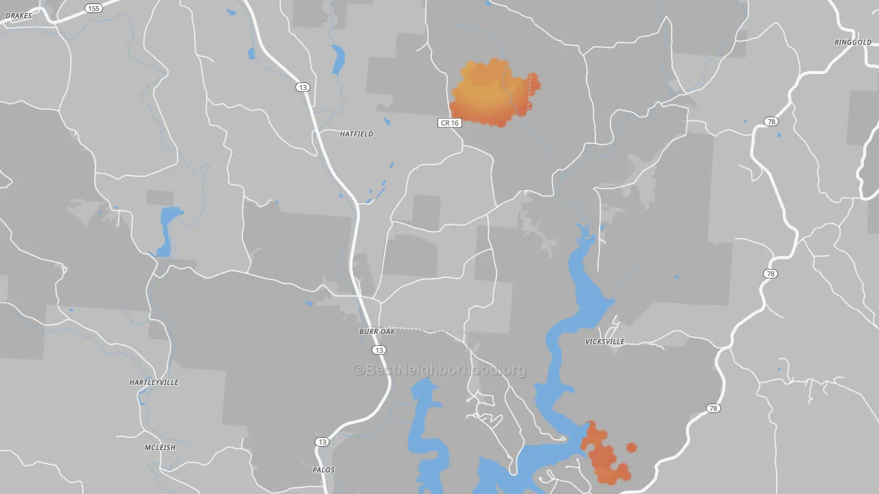 Bike Grade map of Burr Oak, OH