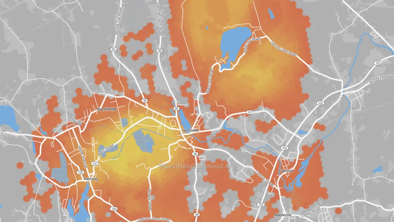 Bike Grade map of Burrillville, RI