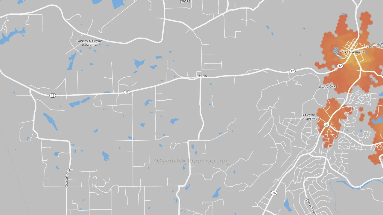 Bike Grade map of Burson, CA