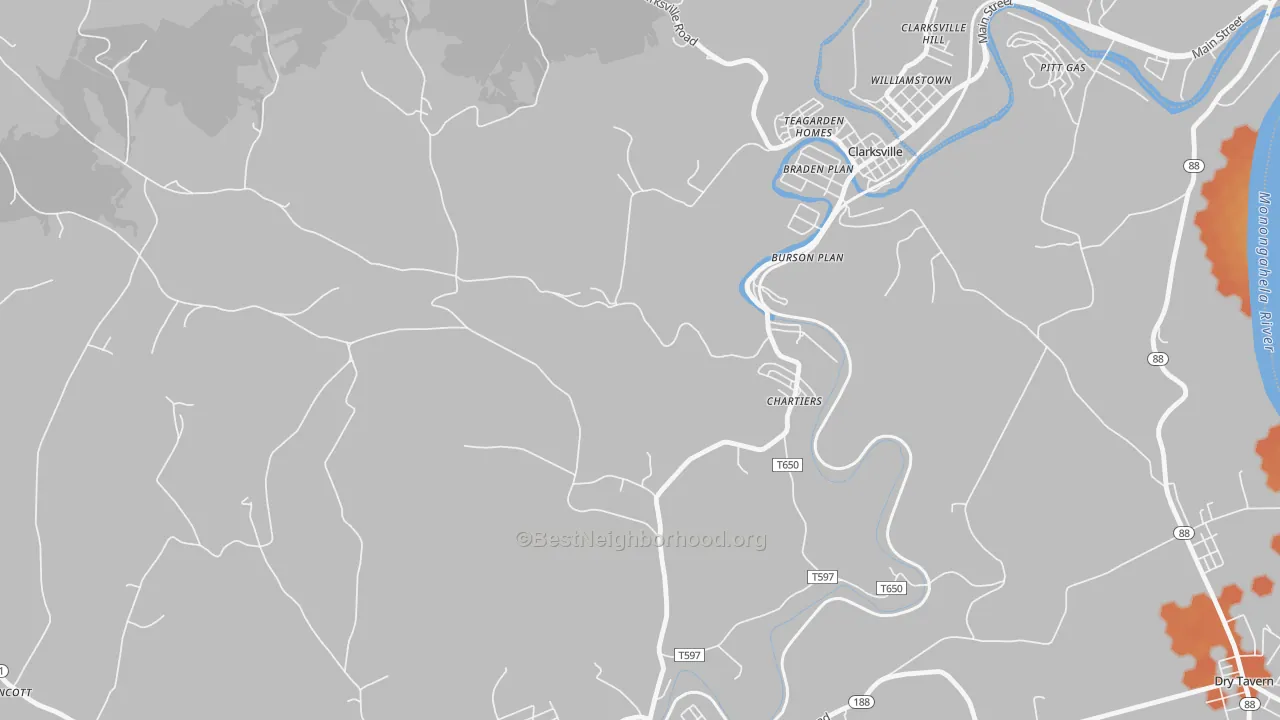 Bike Grade map of Burson Plan, PA