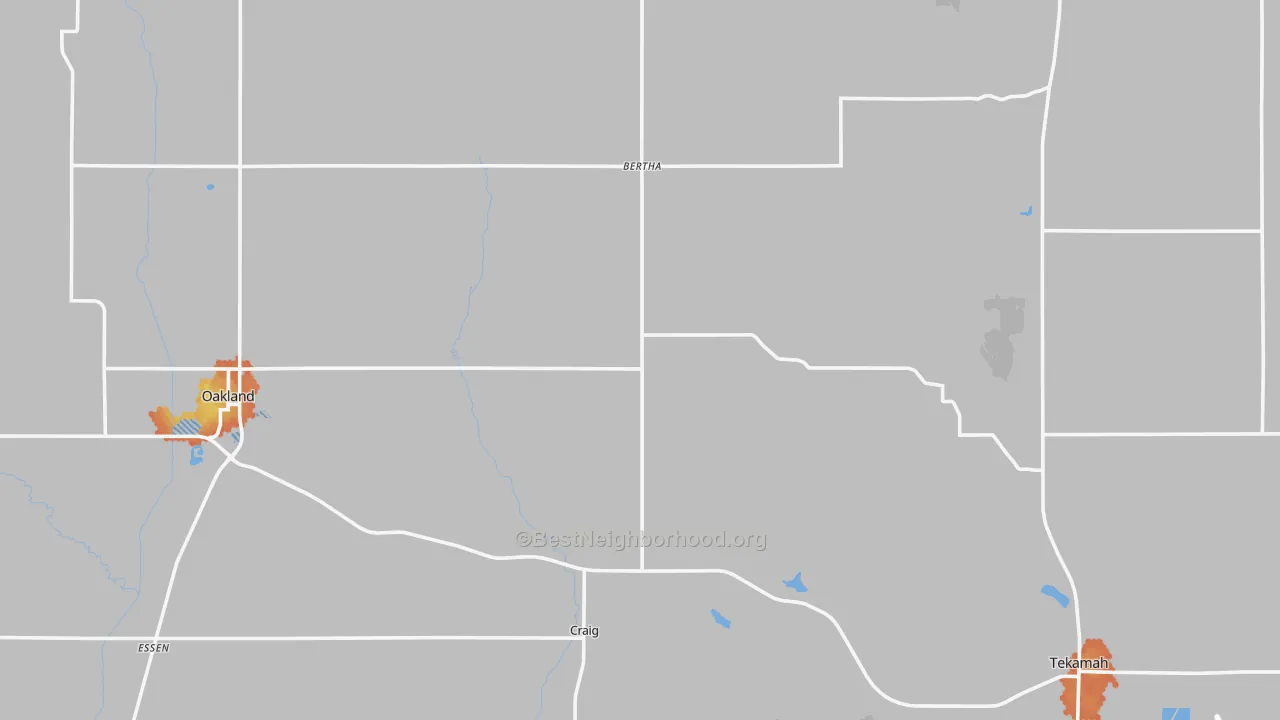 Bike Grade map of Burt County, NE
