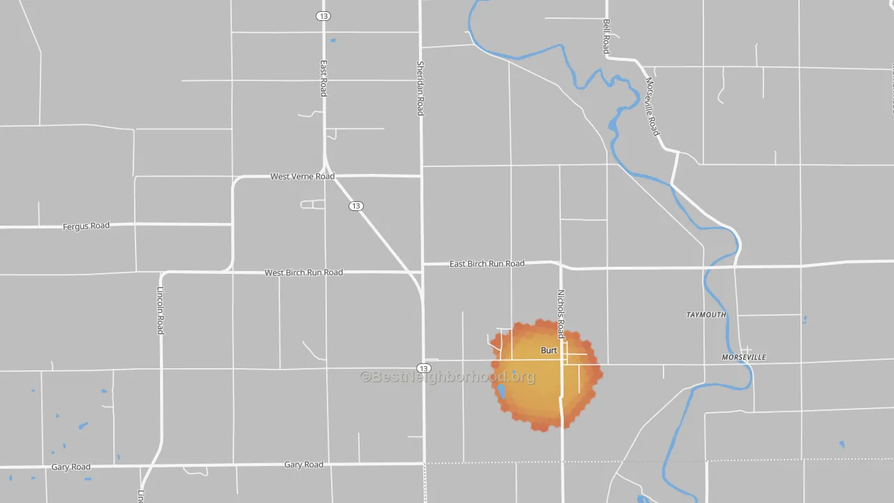 Bike Grade map of Burt, MI