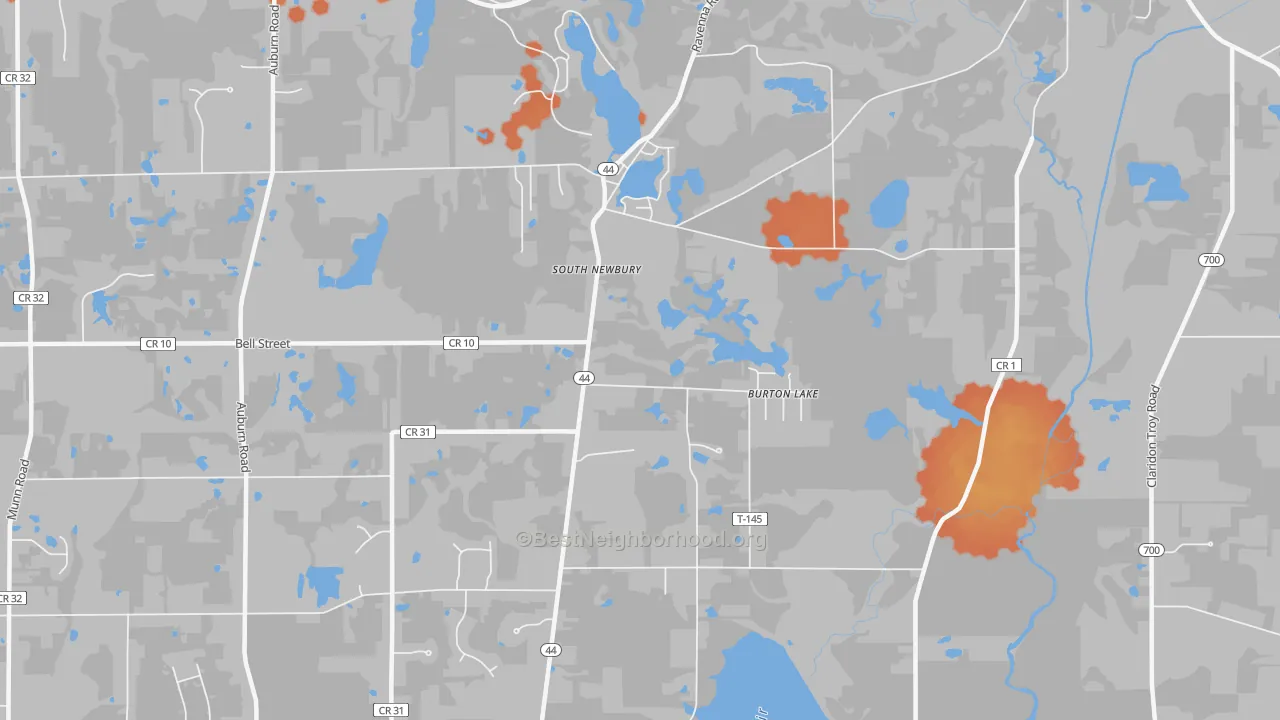 Bike Grade map of Burton Lake, OH