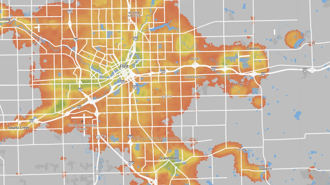 Bike Grade map of Burton, MI
