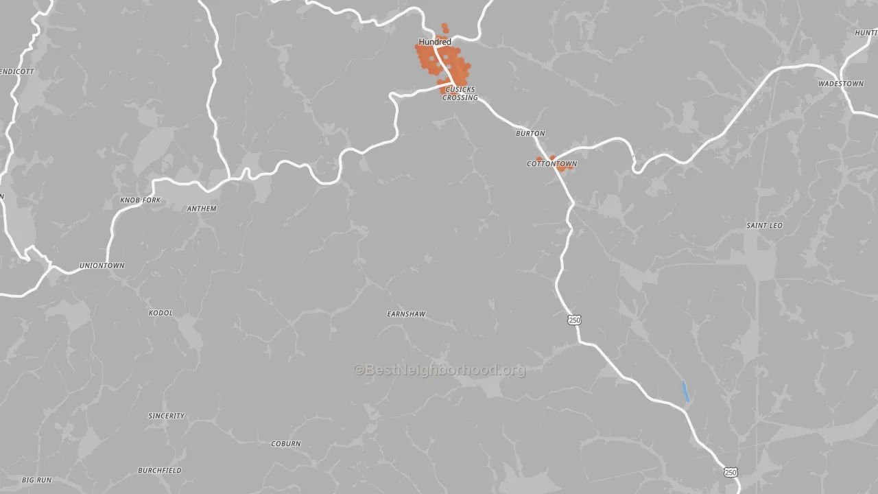 Bike Grade map of Burton, WV