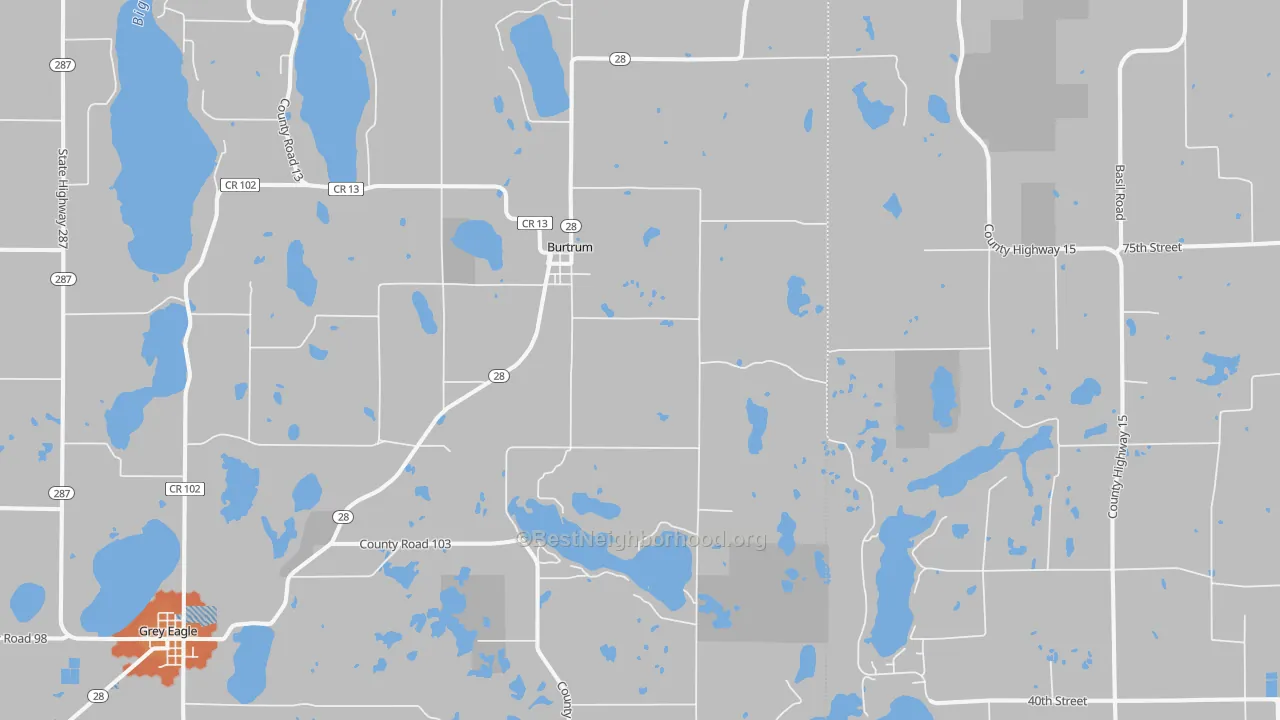 Bike Grade map of Burtrum, MN