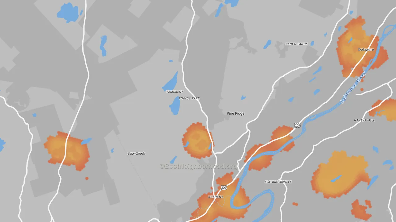 Bike Grade map of Bushkill, PA