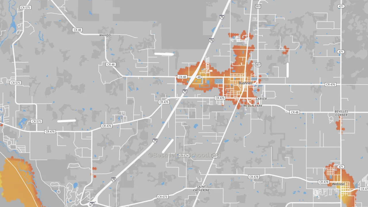 Bike Grade map of Bushnell, FL