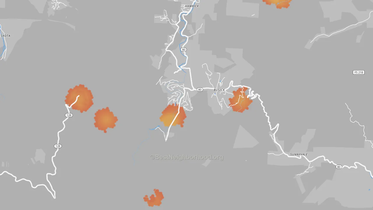 Bike Grade map of Busick, NC