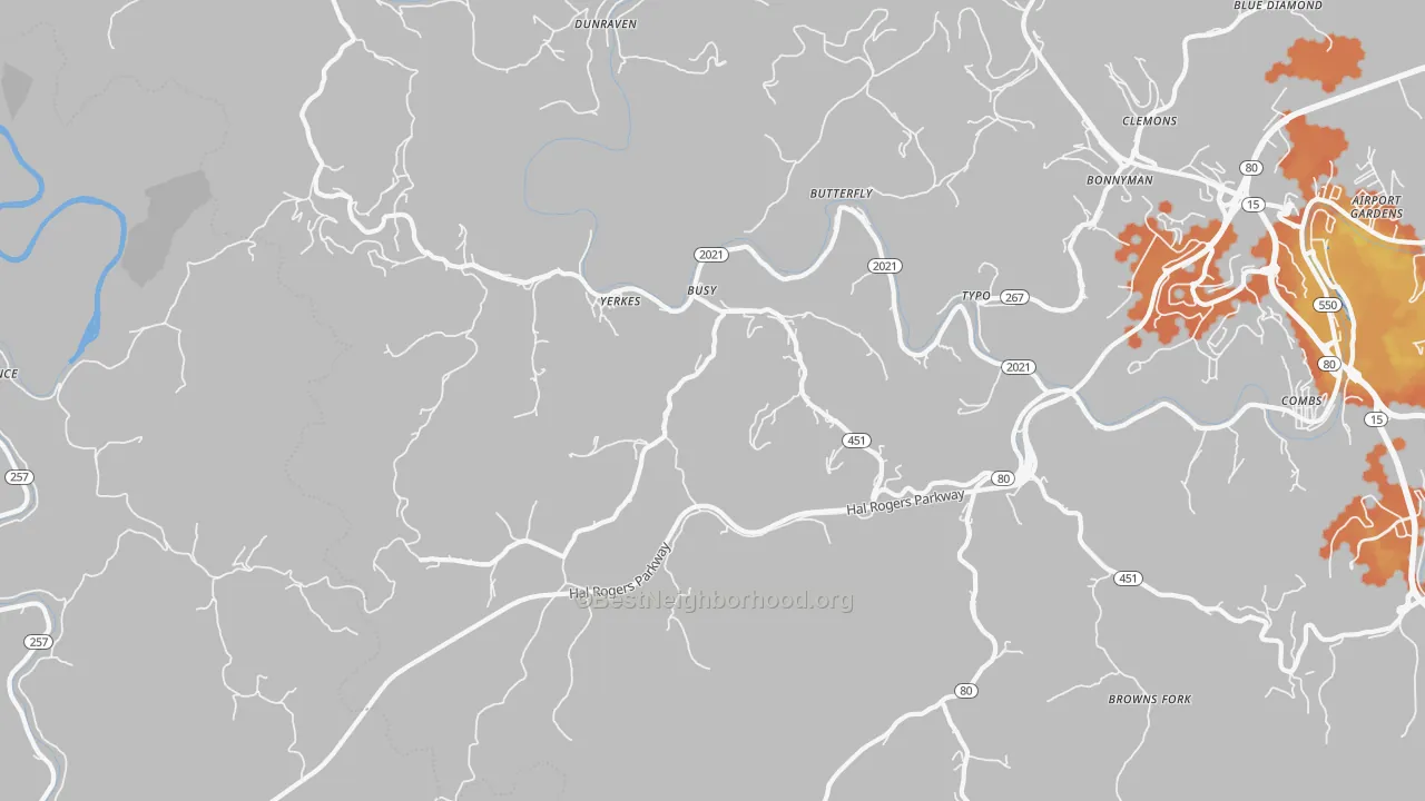 Bike Grade map of Busy, KY