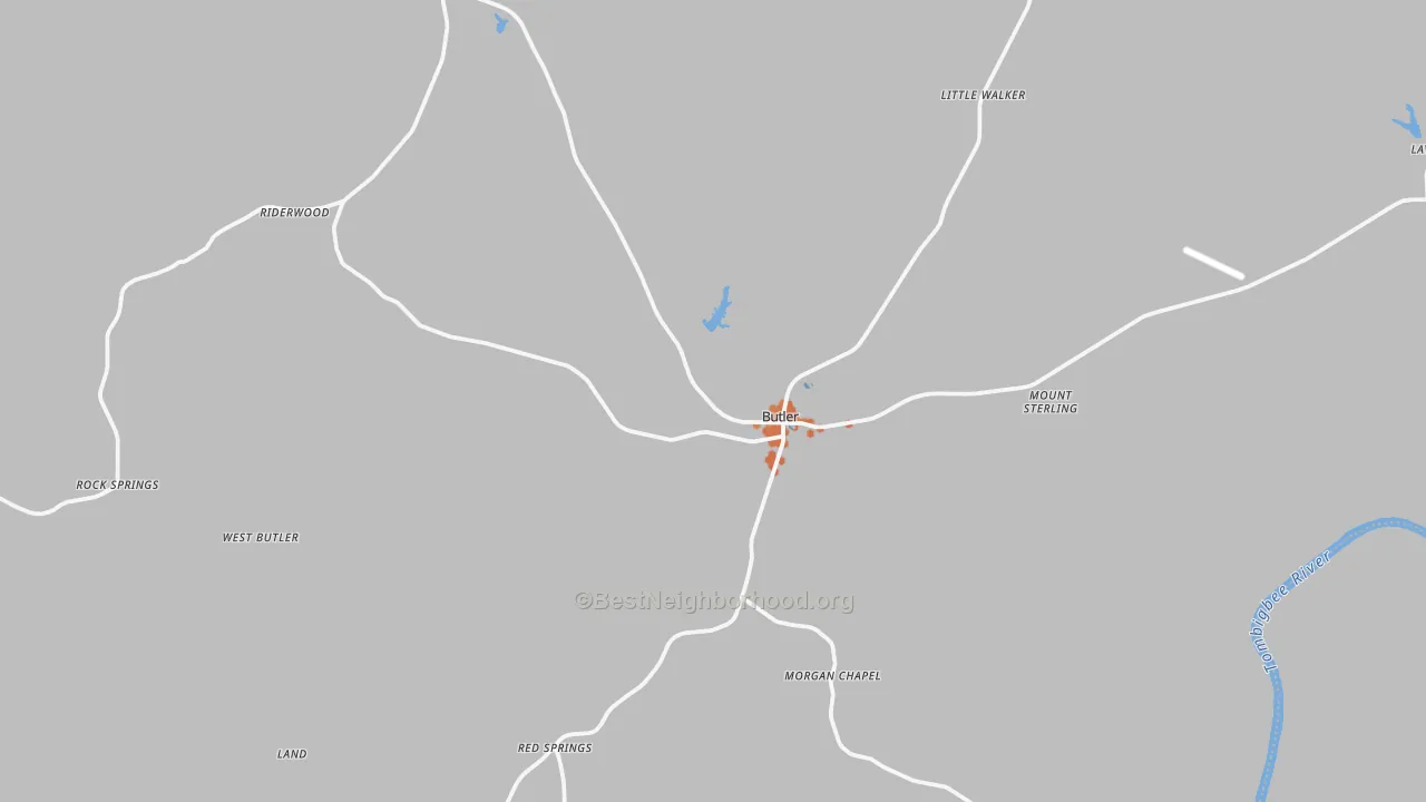 Bike Grade map of Butler, AL
