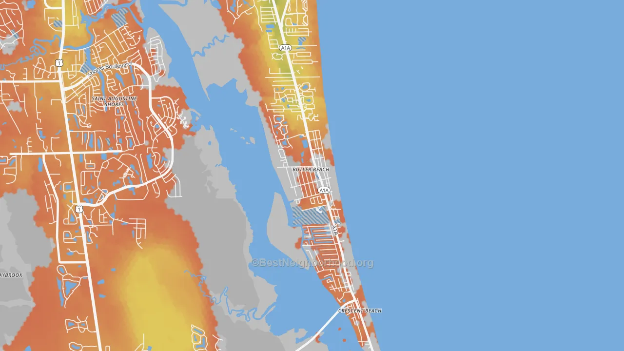 Bike Grade map of Butler Beach, FL