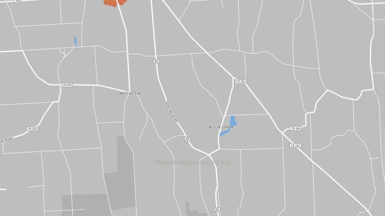 Bike Grade map of Butler Center, NY