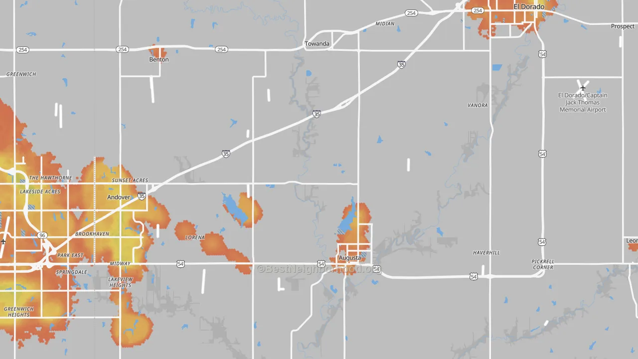 Bike Grade map of Butler County, KS