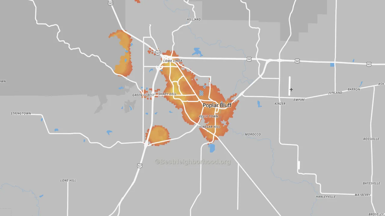 Bike Grade map of Butler County, MO