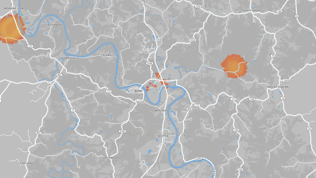 Bike Grade map of Butler, KY