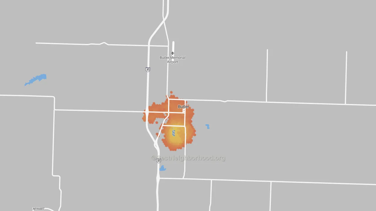 Bike Grade map of Butler, MO